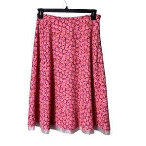 Vintage Y2K Ditsy Floral Midi Skirt Size Small Fairycore‎ Whimsical Pink Chiffon